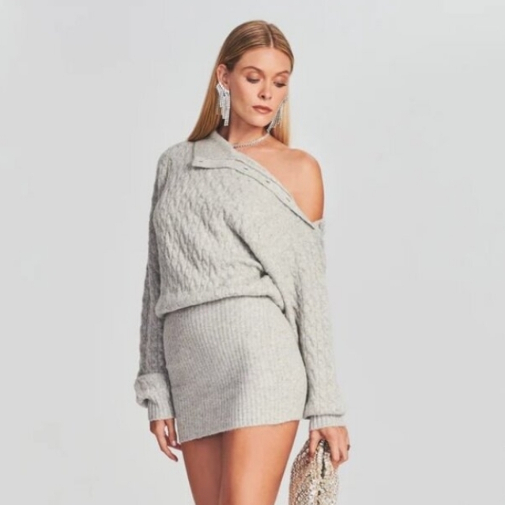 Retrofete Waverly Sweater Dress, Stone Gray - Size Medium